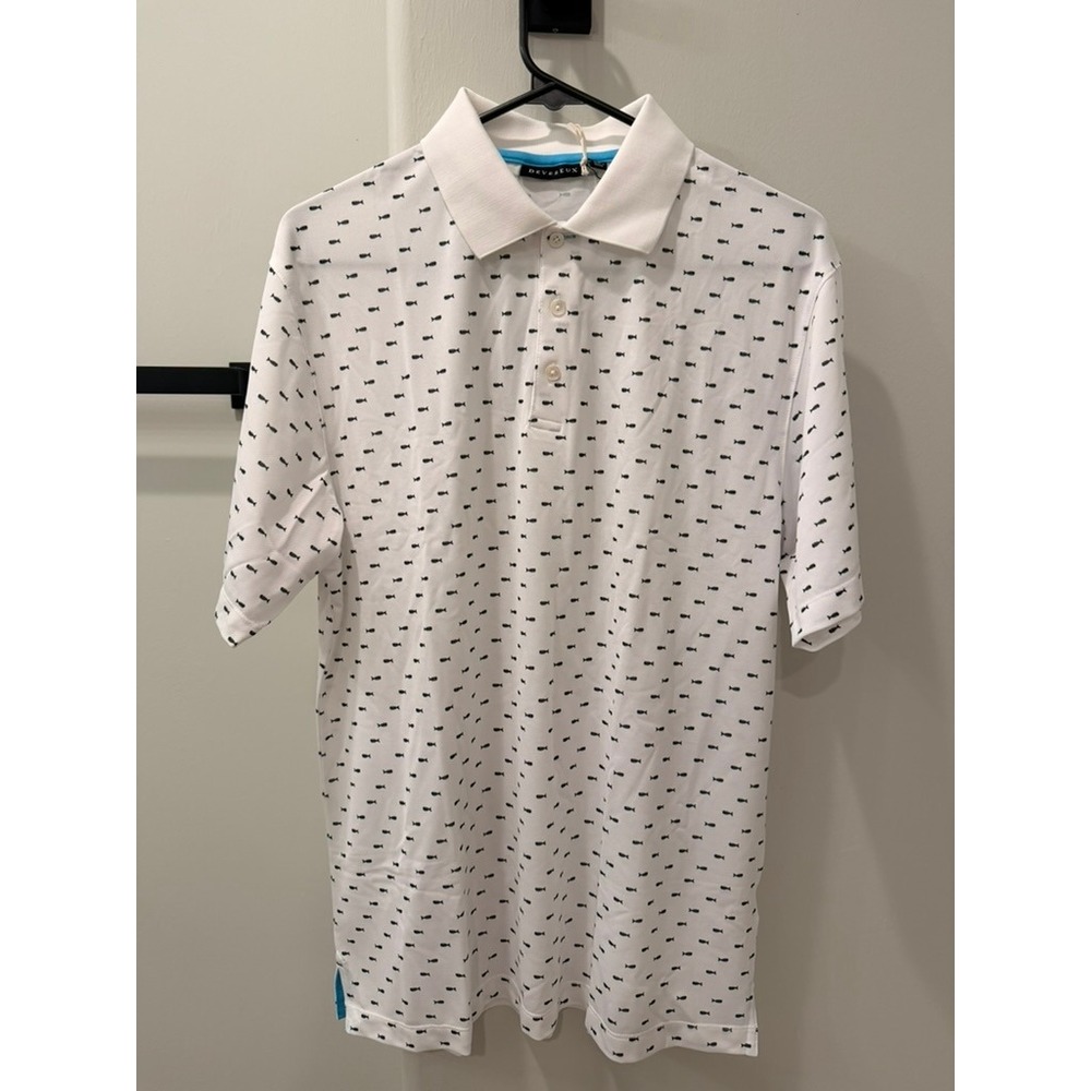Devereux Golf Polo Mens Size M White Fish Bones RD 1960
